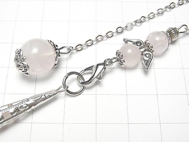 Pendentif en quartz rose AA++ 70x16x16mm avec chaîne couleur argent 1 pièce
