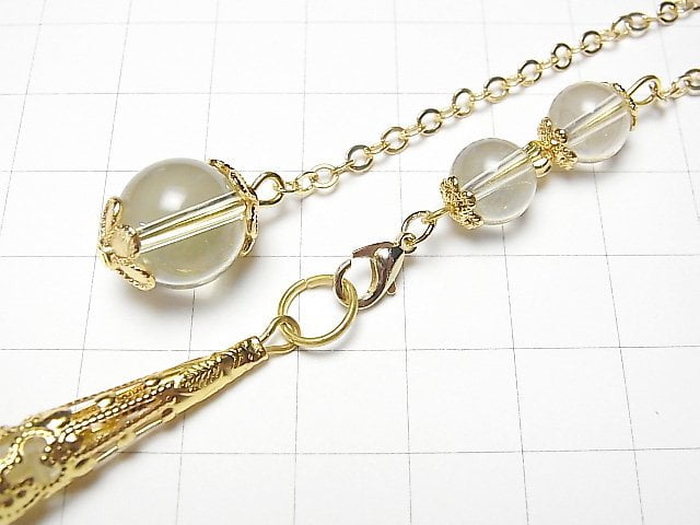 Zitronenquarz AA++ Pendel 70x16x16mm mit Kette goldfarben 1 Stück