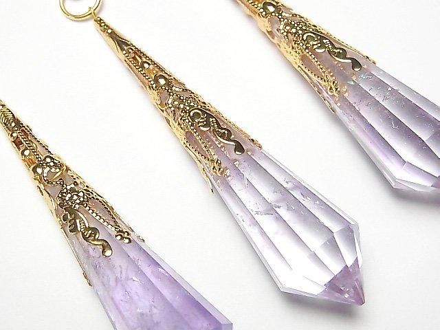 Pendule Améthyste AA++ 70x16x16mm avec chaîne couleur Or 1 pièce