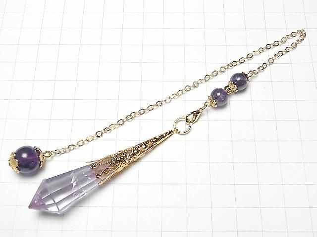 Pendule Améthyste AA++ 70x16x16mm avec chaîne couleur Or 1 pièce