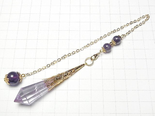 Amethyst AA++ Pendel 70x16x16mm mit Kette in Goldfarbe 1 Stück