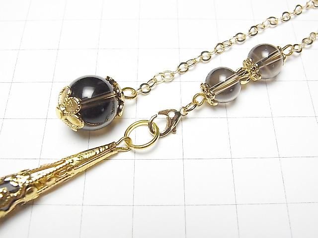 Pendentif en quartz fumé AA++ 70x16x16 mm avec chaîne couleur or 1 pièce