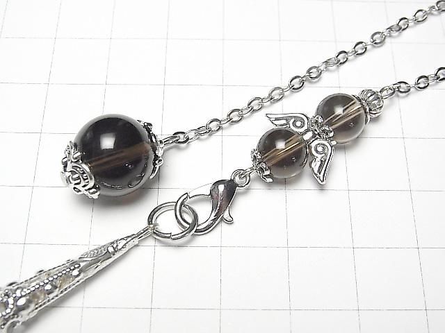 Pendentif en quartz fumé AA++ 70x16x16mm avec chaîne couleur argent 1pc