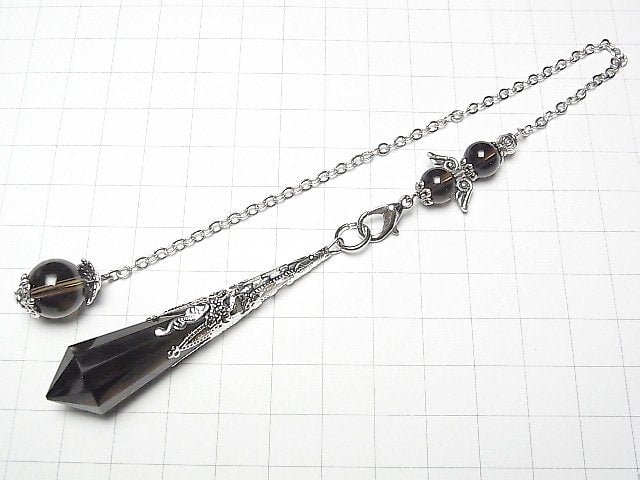 Rauchquarz AA++ Pendel 70x16x16mm mit Kette in Silberfarbe 1 Stück