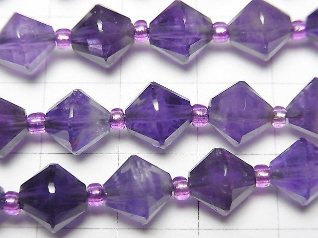 高品質!紫水晶 AA+ 算盤切面 8x8x8mm 一串珠子 (約15英吋/36公分)