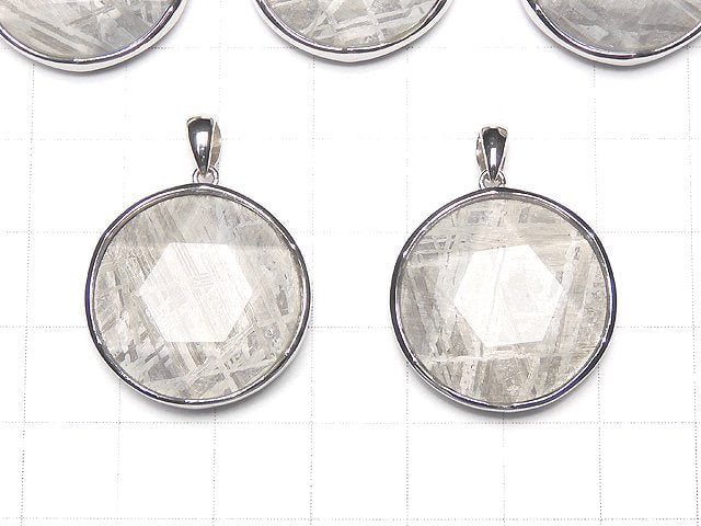 Meteoriten-Anhänger in natürlicher Farbe, beidseitig bearbeitet 22mm Silber925