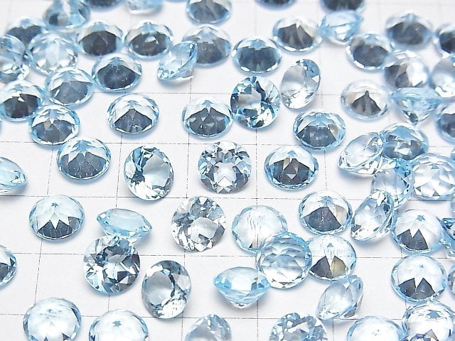 Hochwertiger Himmelblauer Topas AAA Lose Steine Rund Facettiert 8x8mm 5 Stück