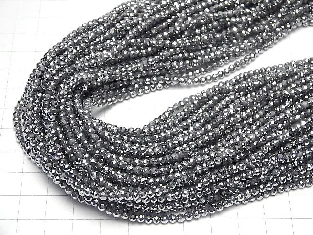 Hochwertig! Hämatit Facettiert Rund 3mm Silberbeschichtet 1Strang Perlen (ca. 15 Zoll / 36 cm)