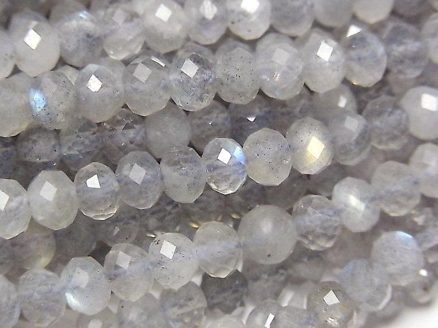 高品質!拉長石 AA++ 切面鈕扣算盤珠 6x6x4mm 1串珠子 (約15英吋/36公分)