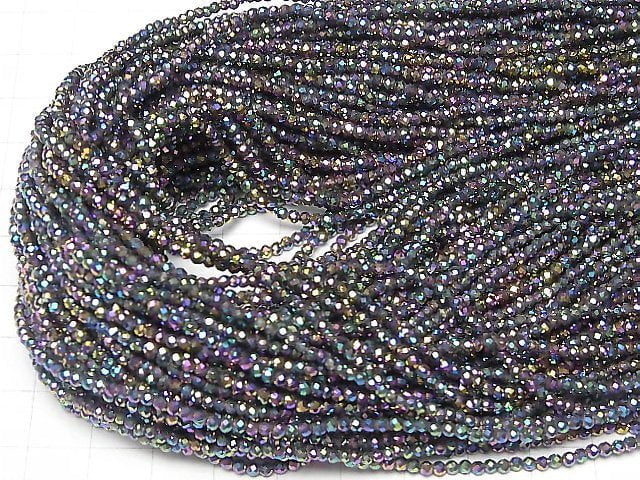 Hochwertig! Hämatit Facettierte Runde 2mm Metallische Beschichtung 1 Strang Perlen (ca. 15 Zoll / 37 cm)