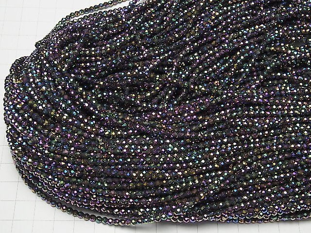 Hochwertig! Hämatit Facettierte Runde 3mm Metallische Beschichtung 1 Strang Perlen (ca. 15 Zoll / 37 cm)