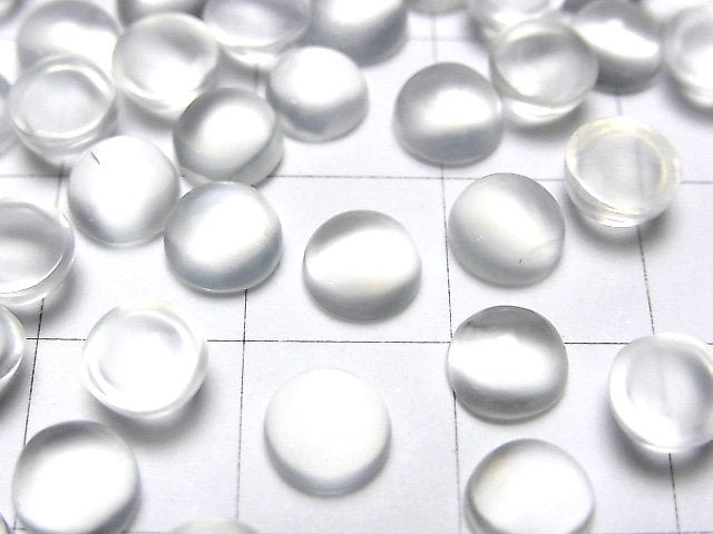 高品質白色月光石 AAA 圓形凸圓形 6x6mm 5顆