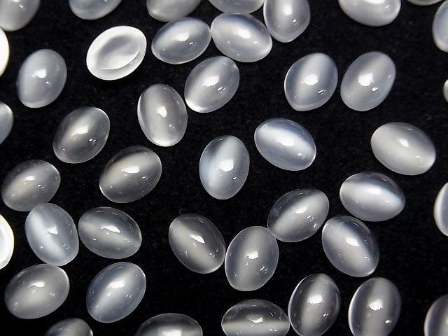 Hochwertiger Weißer Mondstein AAA Oval Cabochon 8x6mm 4 Stück