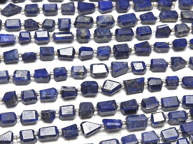 Hochwertiger Lapislazuli AA++ Facettierter Nugget 1 Strang Perlen (ca. 7 Zoll / 17 cm)