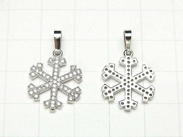 Metallteile Schneekristall Anhänger mit CZ 16x15mm Silberfarbe 1 Stück