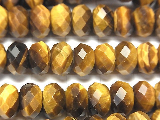 高品質!黃虎眼石 AA++ 刻面紐扣算珠 10x10x6mm 半串或一串珠子(約15英吋 / 37公分)