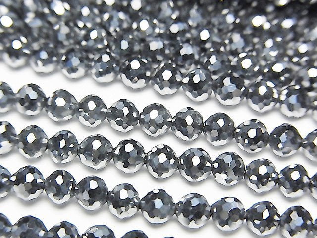 高品質!2串9.79美元!太赫茲石128刻面圓珠4mm,1串(約15英吋/37公分)