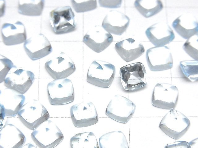 Hochwertiger Himmelblauer Topas AAA Zuckerlaib Schnitt 6x6mm 2 Stück