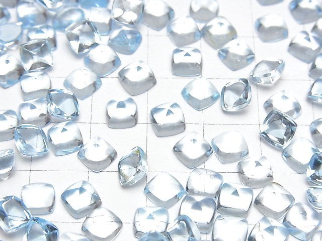 Hochwertiger Himmelblauer Topas AAA Zuckerlaib Schnitt 6x6mm 2 Stück
