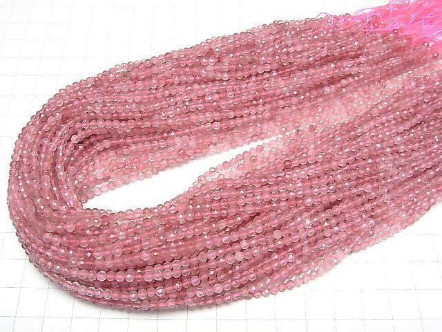 Hochwertig! Pink Epidot AA++ Facettierte Rund 3mm 1strang Perlen (ca. 15 Zoll / 37 cm)