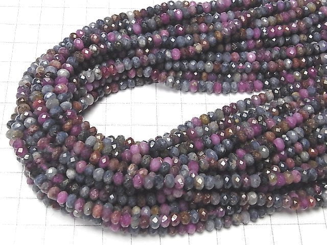 Hochwertig! Rubin & Saphir AA++ Facettierte Knopf Rondelle 5x5x3mm halb oder 1strang Perlen (ca. 15 Zoll / 37 cm)