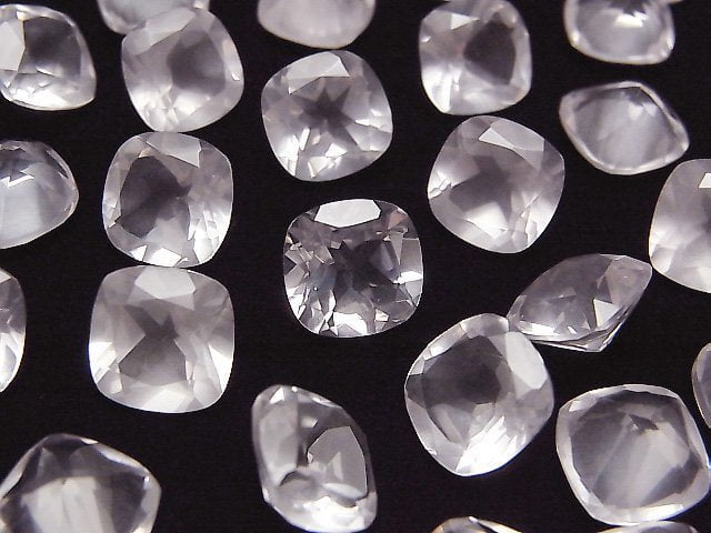 高品質玫瑰石英 AAA 裸石 方形刻面 10x10mm 2顆