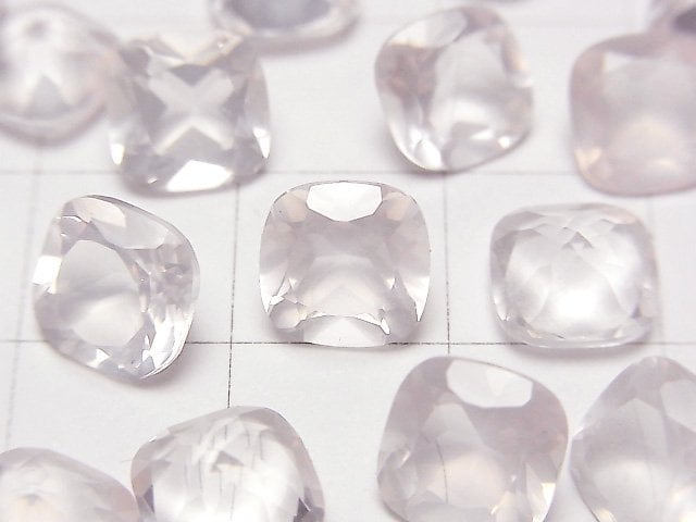 高品質的粉晶 AAA 裸石,方形刻面,8x8mm,2顆