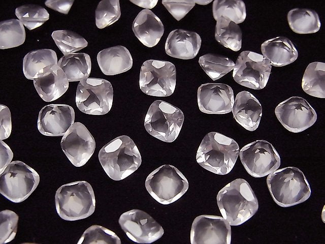Hochwertiger Rosenquarz AAA Lose Stein Quadrat Facettiert 6x6mm 5Stücke