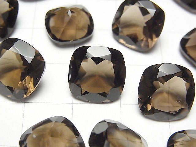 高品質煙晶 AAA 裸石方形刻面 12x12毫米 2顆