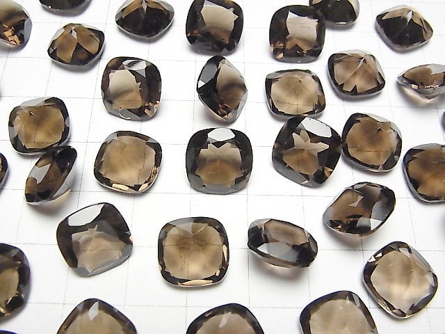 Hochwertiger rauchiger Quarz AAA loser Stein quadratisch facettiert 12x12mm 2 Stück