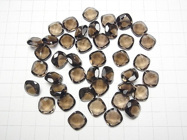 Hochwertiger rauchiger Quarz AAA loser Stein quadratisch facettiert 12x12mm 2 Stück