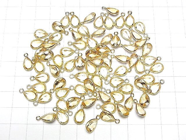 Hochwertiger Citrin AAA Zargenfassung Birnenform facettiert 10x7mm 18KGP 3 Stück