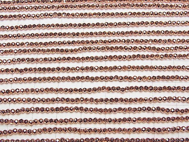 Hochwertiger! Hämatit facettierte Runde 2mm rosa Goldbeschichtung 1 Strang Perlen (ca. 15 Zoll / 37 cm)