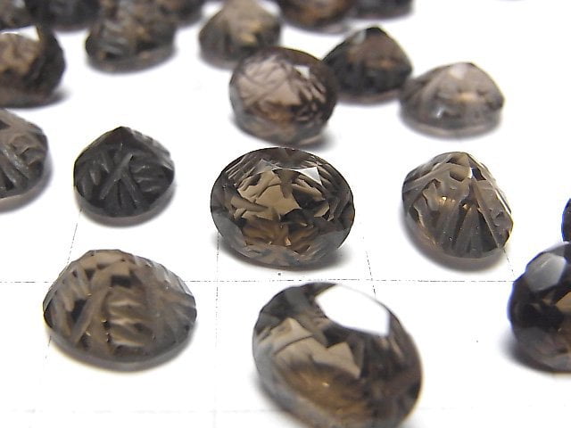 高品質茶晶 AAA 雕刻橢圓刻面 10x8mm 4顆