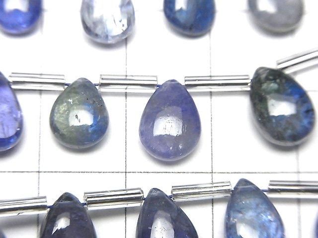 高品質雙色坦桑石 AAA - 梨形(平滑)半串或一串珠子(約 7 英寸/18 公分)