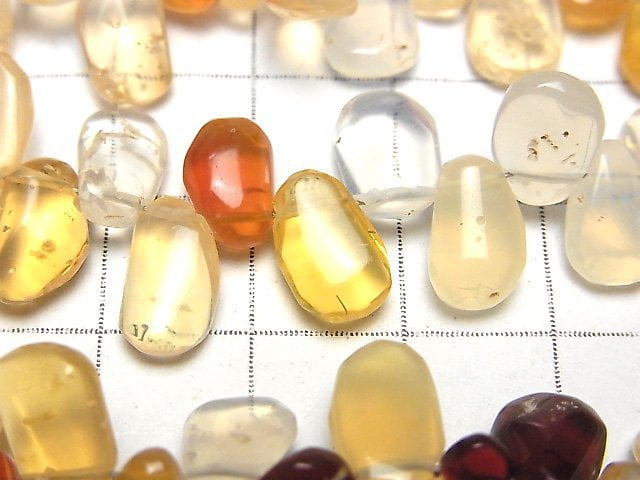 墨西哥蛋白石(火蛋白石)AA++ 粗礦塊 1串珠子(約7英寸/18公分)