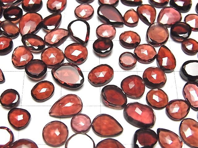 Hochwertiger Mosambik Granat AAA lose Steine Freiform einseitig Rose Cut 5Stück