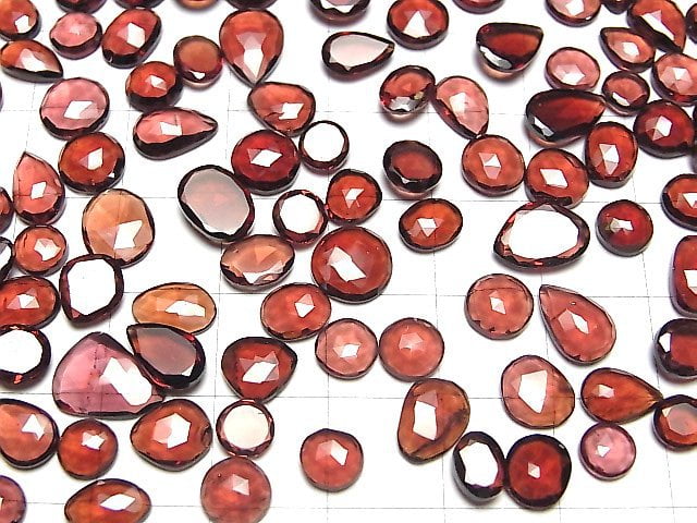Hochwertiger Mosambik Granat AAA lose Steine Freiform einseitig Rose Cut 5Stück