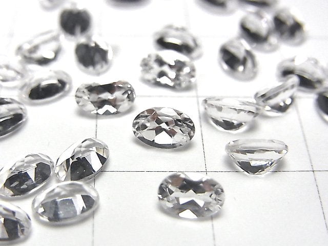 高品質刻面白方柱石 AAA 橢圓刻面 6x4mm 2顆