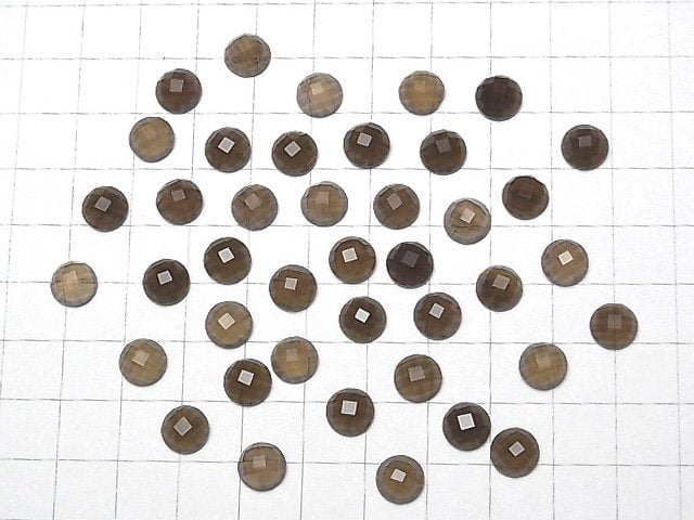 Hochwertiger Rauchquarz AAA Rund Facettiert Cabochon 8x8mm 4Stück