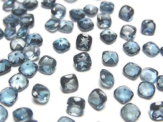 高品質倫敦藍托帕石 AAA 級裸石 方形刻面 4x4mm 2顆
