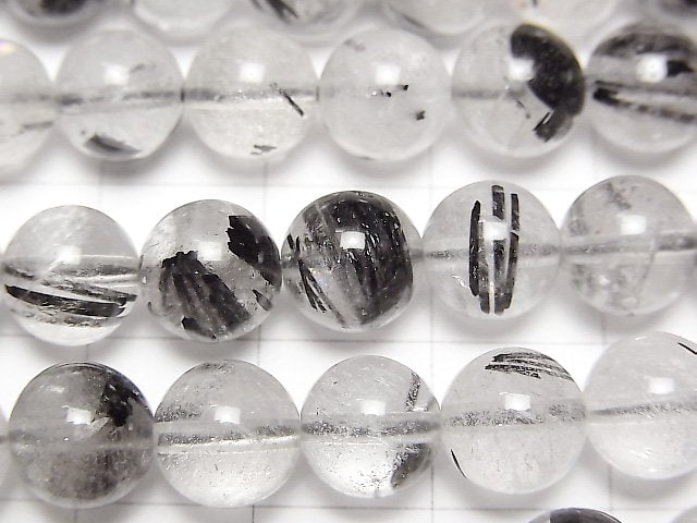 電氣石石英 AA++ 圓珠 8mm 半串或一串 (約15英吋/36公分)