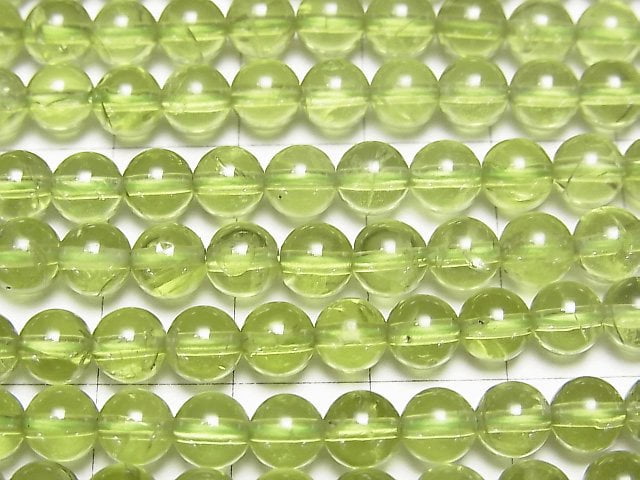 橄欖石 AAA- 圓形 6mm 1/4 或 1 串珠(約 15 英吋 / 38 公分)