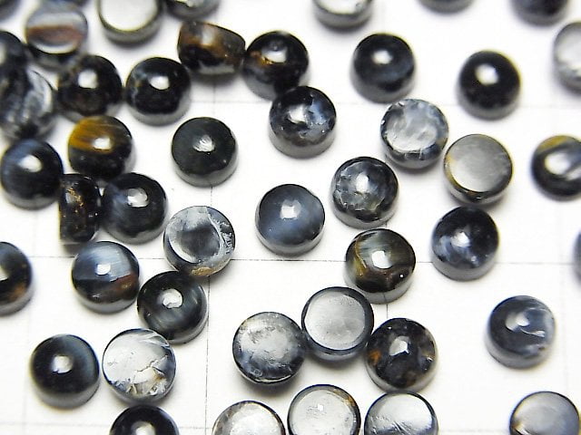 Blue Pietersite AAA- Round Cabochon 4x4mm 10pcs