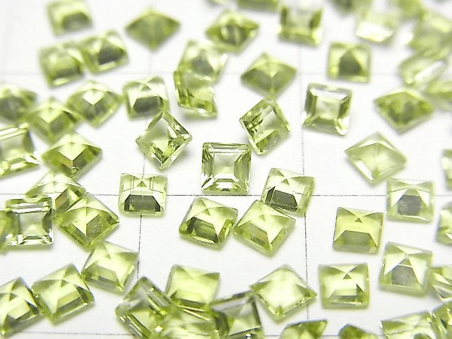 高品質橄欖石 AAA 裸石 方形刻面 3x3mm 10顆