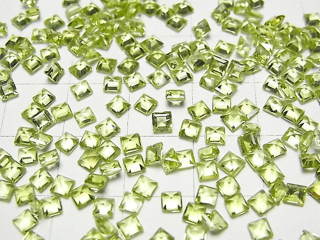 Hochwertiger Peridot AAA Lose Steine Quadratisch Facettiert 3x3mm 10 Stück