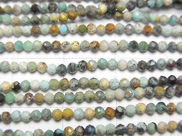 High Quality! Turquoise AA Faceted Round 2mm 1strand beads (aprx.15inch / 37cm)