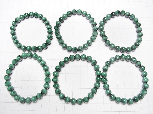 Malachit Katzenauge AA+ Rund 8mm Armband