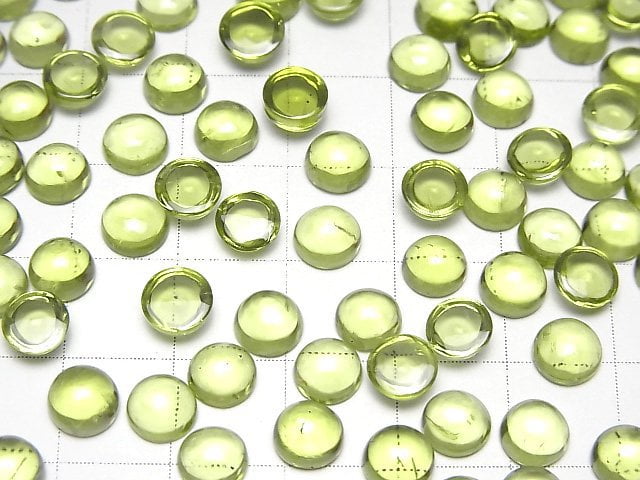 Hochwertiger Peridot AAA- Runde Cabochon 6x6mm 3 Stück
