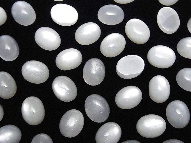 Weißer Mondstein AAA- Ovaler Cabochon 10x8mm 4 Stück